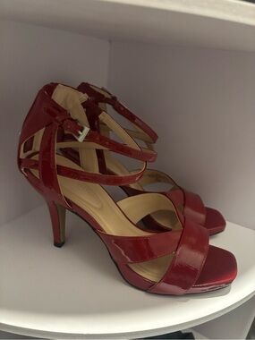 Red Patent Strappy High Heel Sandals- Woman